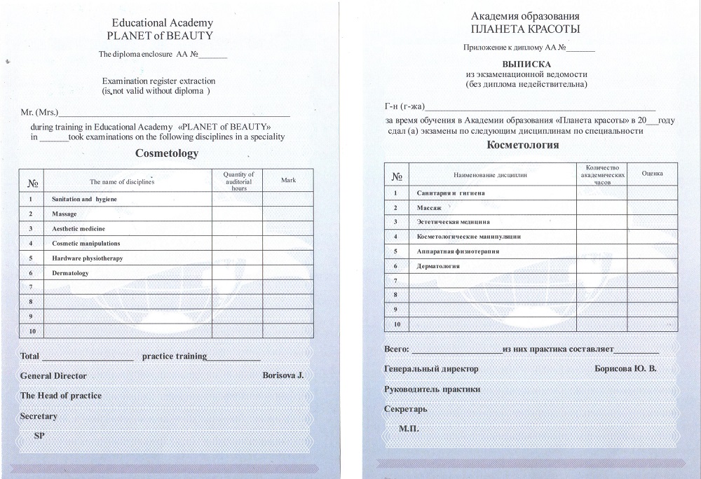 Приложение к диплому